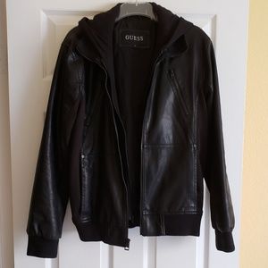 Guess black size small faux leather 2-in-1 jacket
